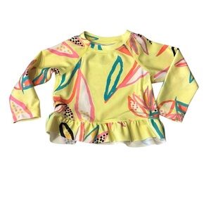 Tea Birds of Paradise Rash Guard Swim Top Colorful Floral Long Sleeve Sz 3-6 mos